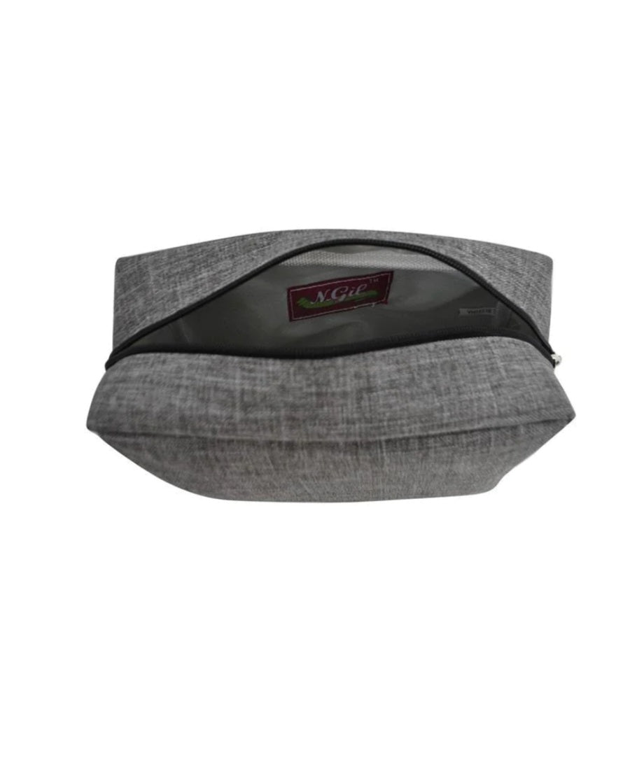 Crosshatch Grey Large Cosmetic Case