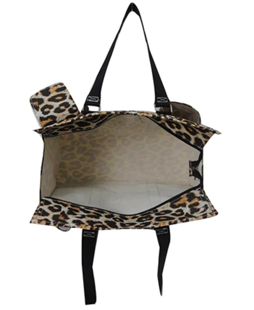 Wild Leopard Zippered Caddy Organizer Tote Bag