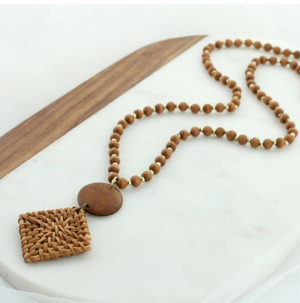 Wicker & Wood Necklace
