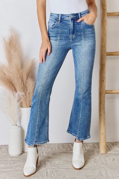 RISEN Full Size High Rise Ankle Flare Jeans So Chic Boutique Ltd