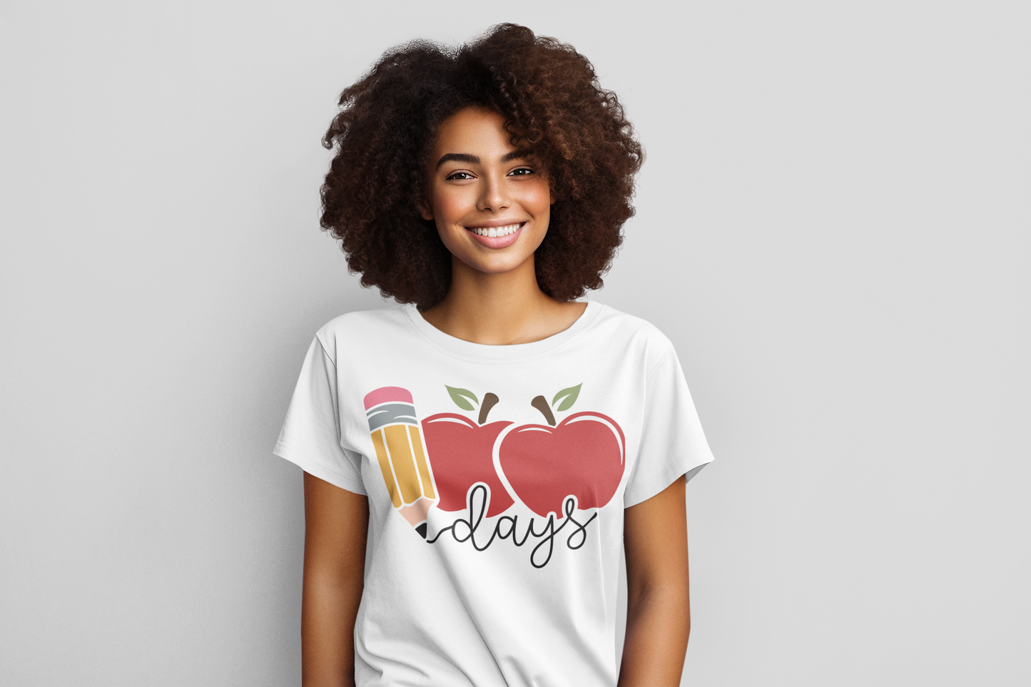 100 Days of School Apple Regular & Plus Long or Short Sleeve Tee Shirt