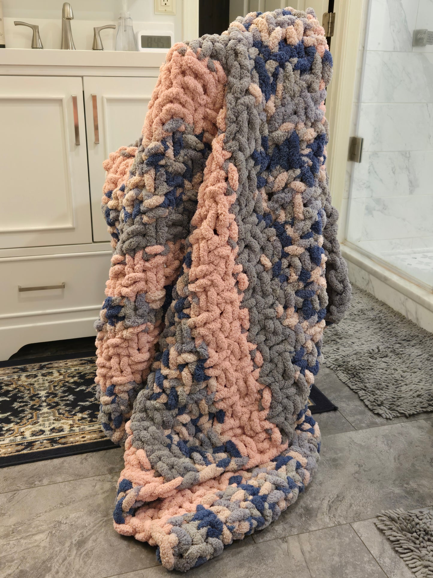 Chunky Blanket in Soft Pinks & Purples