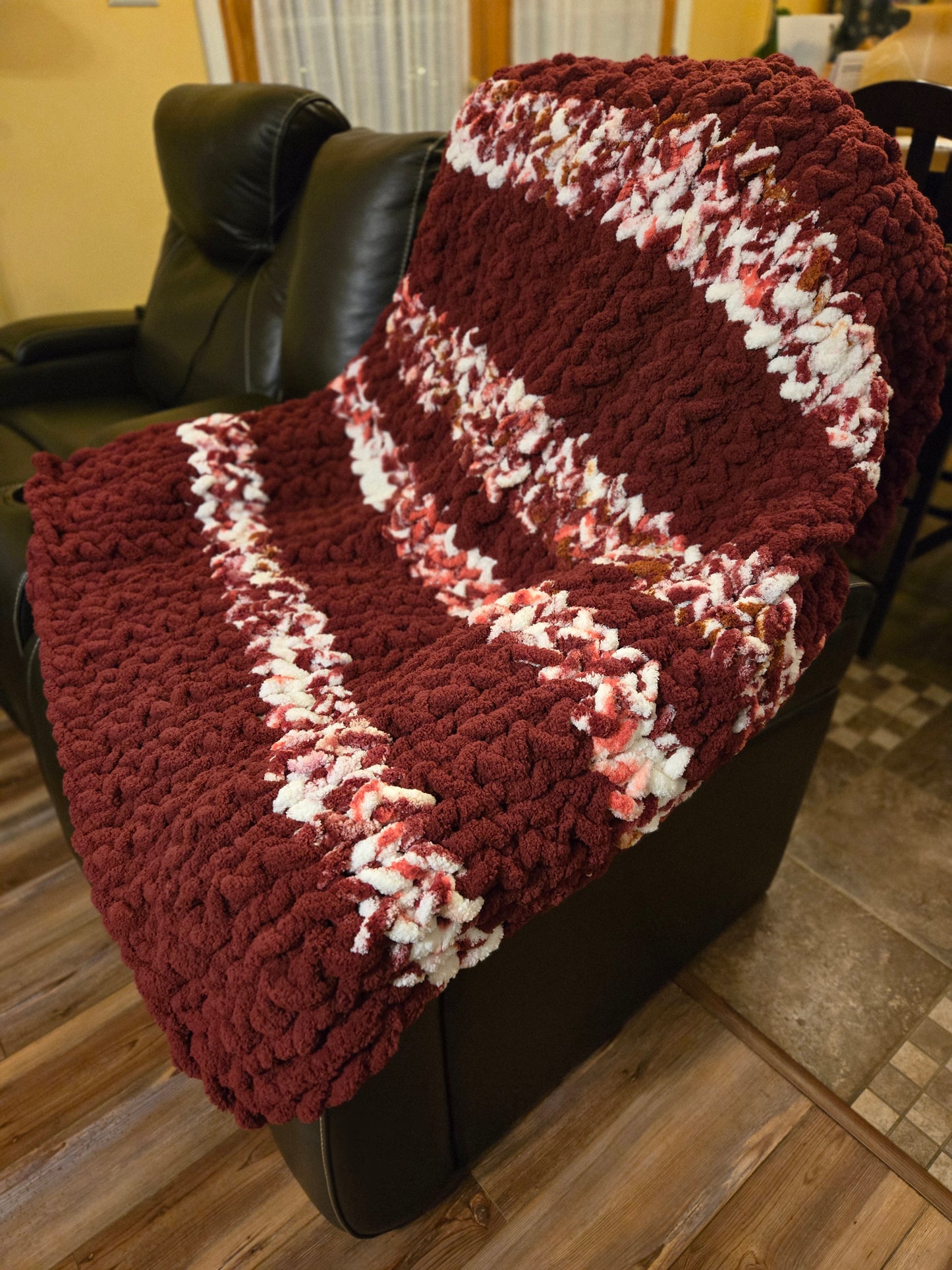 Burgandy Bliss Hand Knit Chunky Blanket