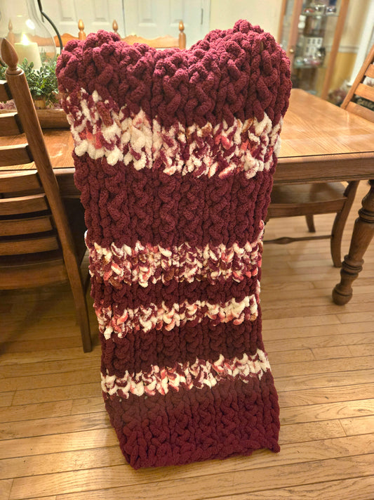 Burgandy Bliss Hand Knit Chunky Blanket