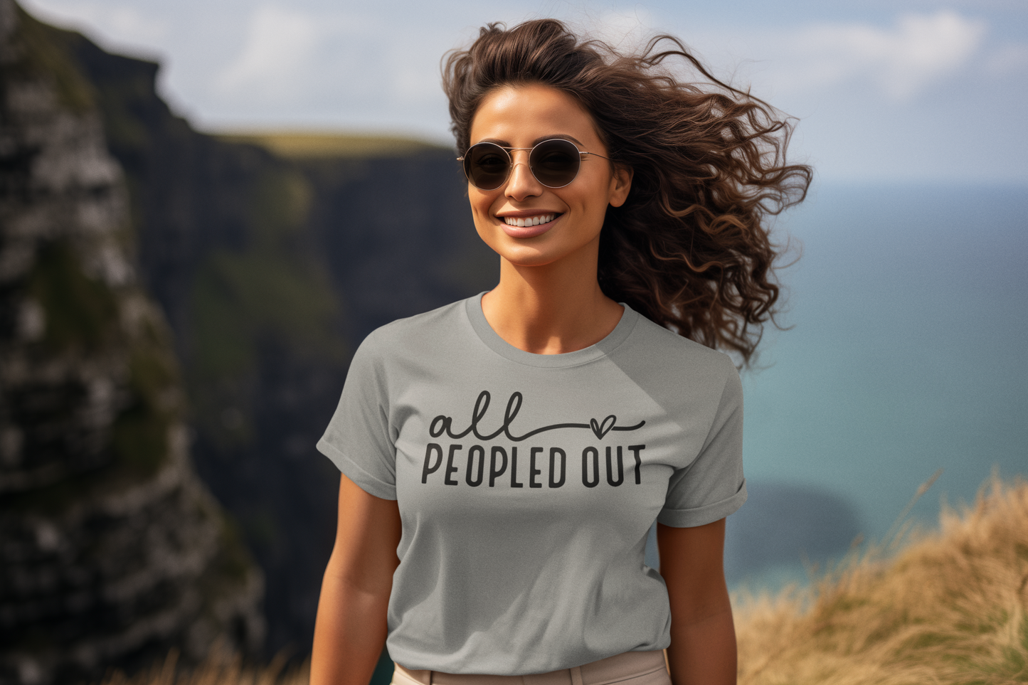 All Peopled Out Regular & Plus Long or Short Sleeve Graphic Tee