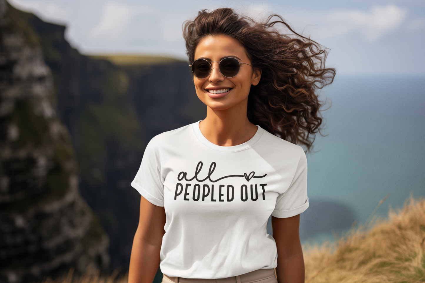 All Peopled Out Regular & Plus Long or Short Sleeve Graphic Tee