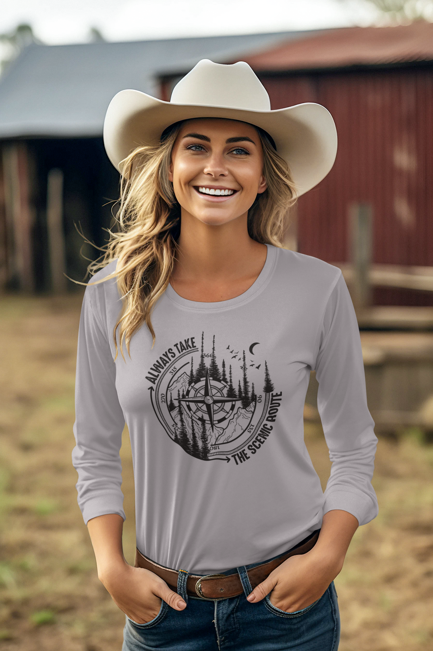 Always Take The Scenic Route Regular & Plus Long or Short Sleeve Graphic Tee