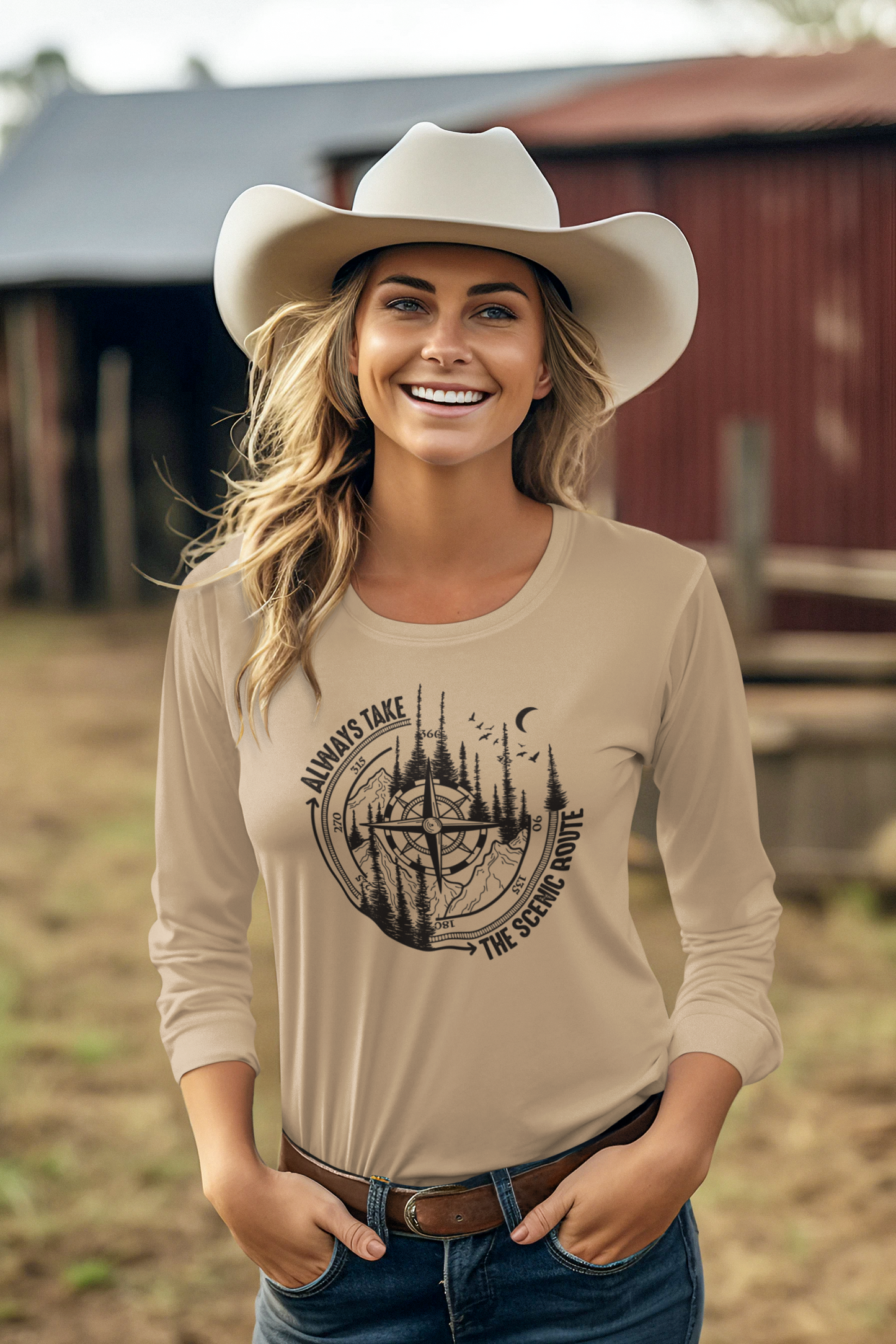 Always Take The Scenic Route Regular & Plus Long or Short Sleeve Graphic Tee