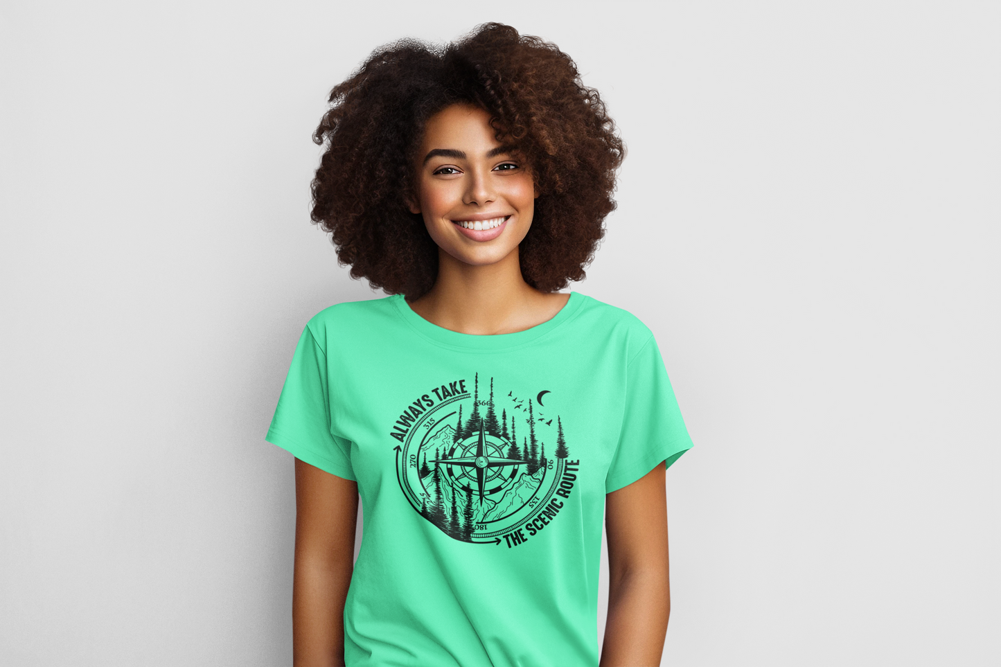 Always Take The Scenic Route Regular & Plus Long or Short Sleeve Graphic Tee