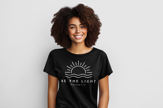 Be the Light Regular & Plus Long or Short Sleeve Graphic Tee White Lettering