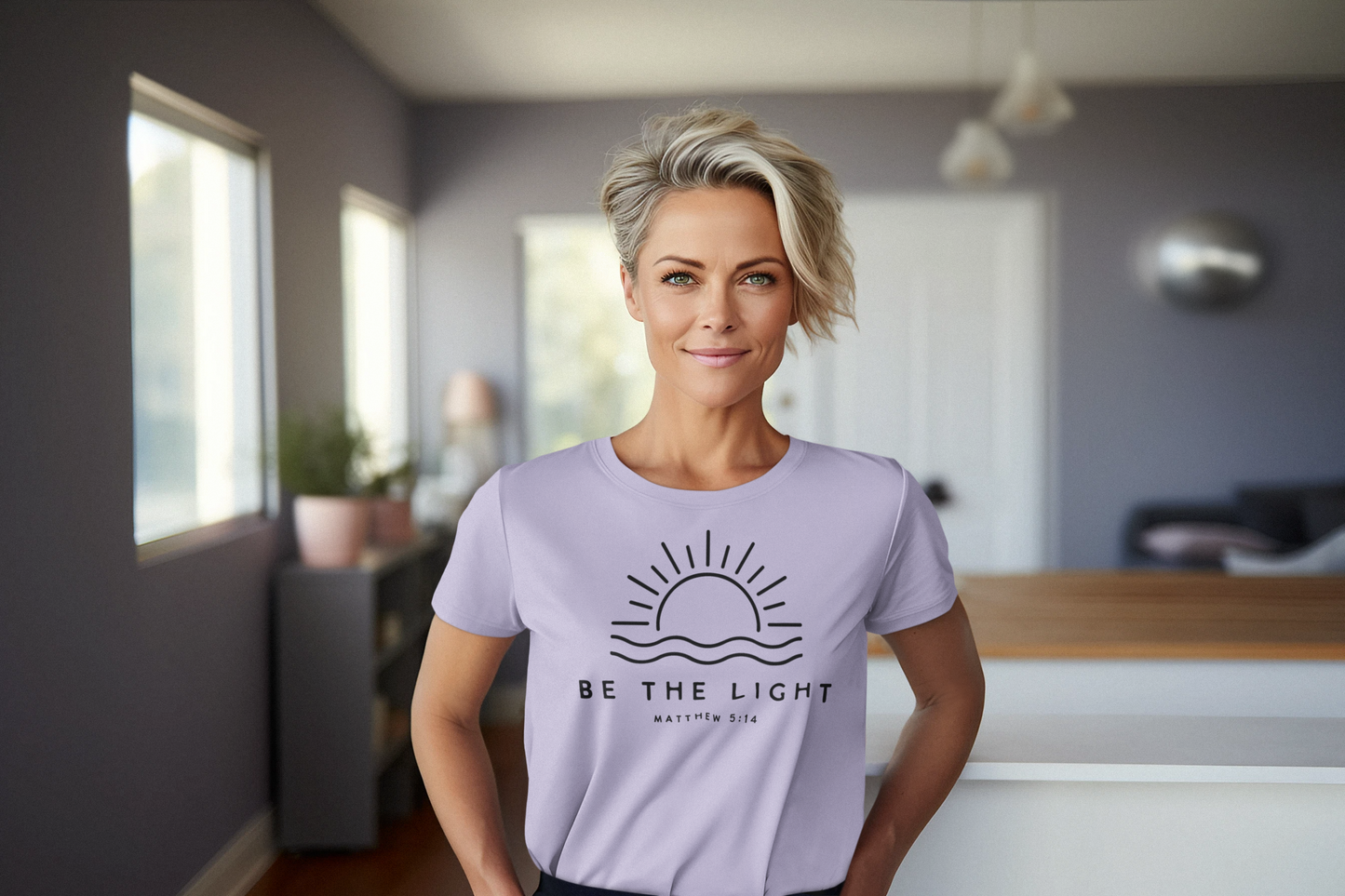 Be the Light Regular & Plus Long or Short Sleeve Graphic Tee with White Lettering