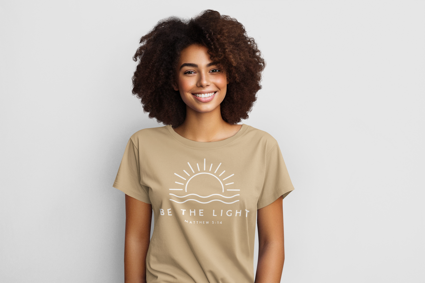 Be the Light Regular & Plus Long or Short Sleeve Graphic Tee White Lettering