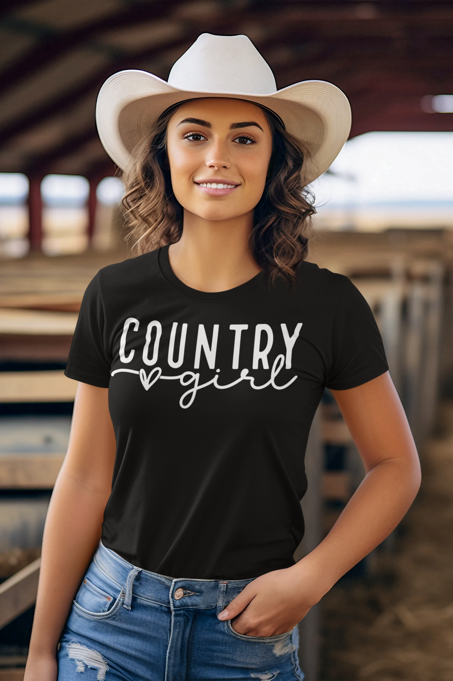 Country Girl Regular & Plus Long & Short Sleeve Graphic Tee White Lettering