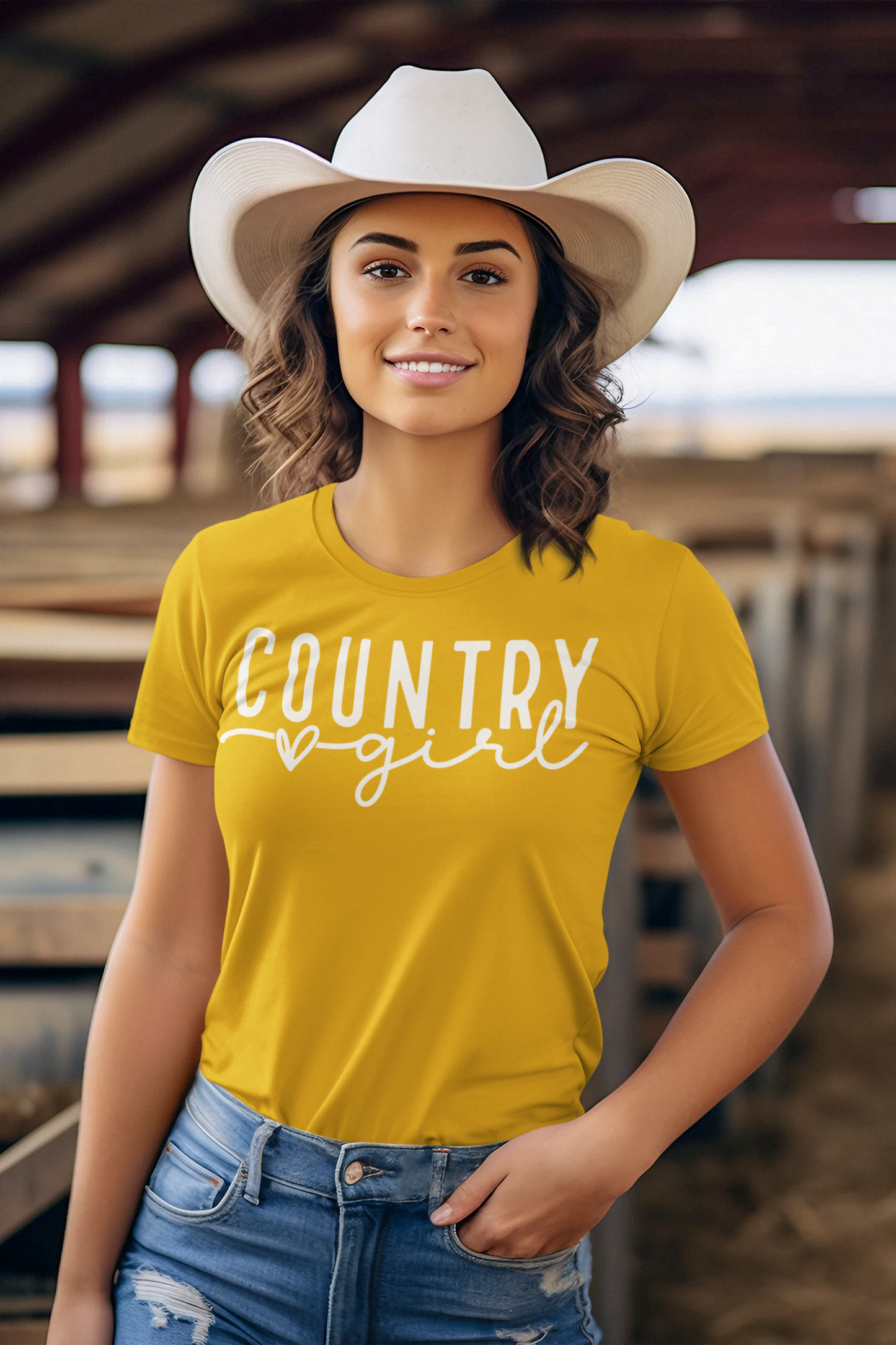 Country Girl Regular & Plus Long & Short Sleeve Graphic Tee White Lettering