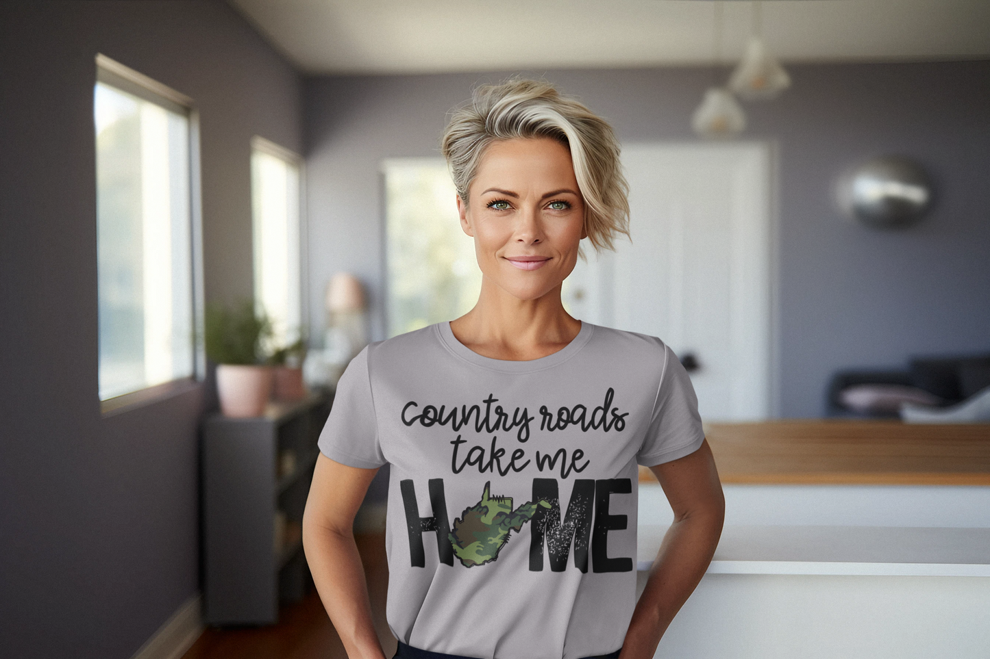 Country Roads Take Me Home Camo in Regular & Plus Graphic Tee