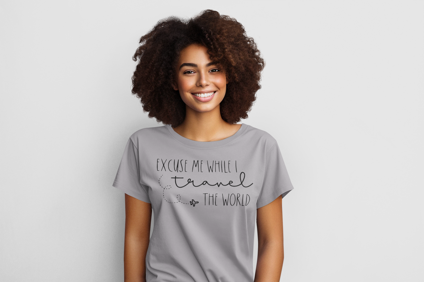 Excuse Me While I Travel The World Regular & Plus Long or Short Sleeve Graphic Tee