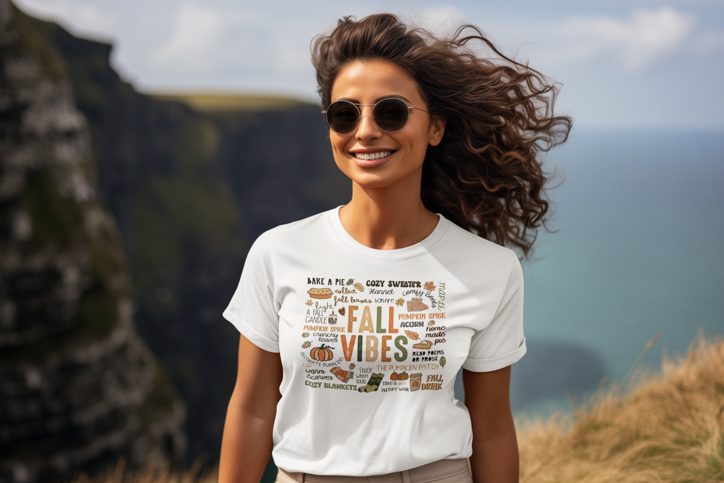 Fall Vibes Regular & Plus Long or Short Sleeve Graphic Tee