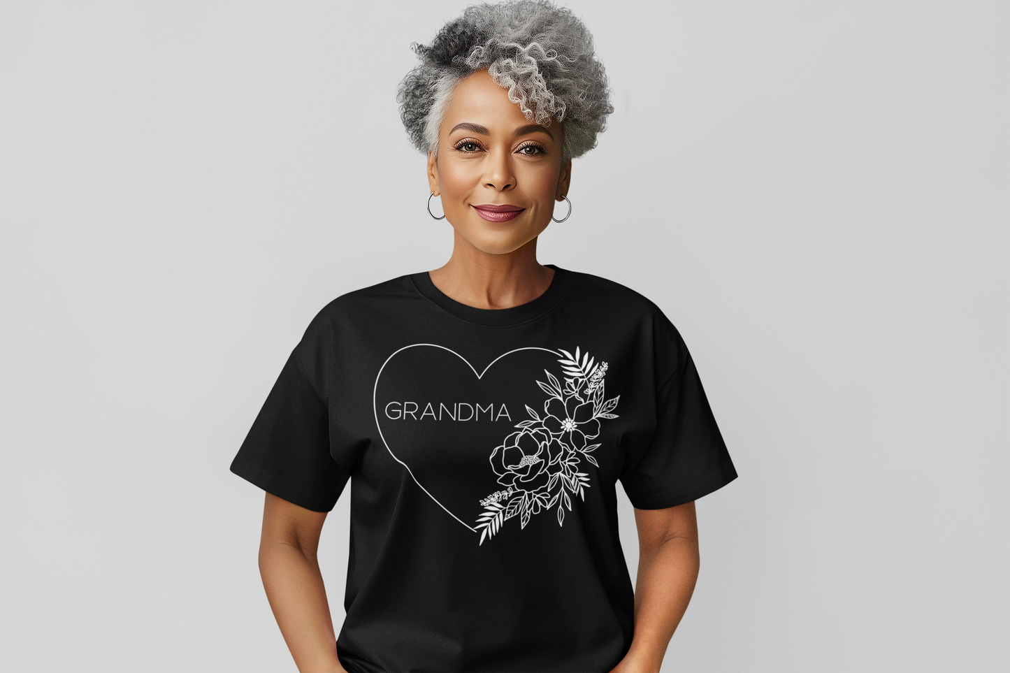 Grandma Floral Heart Tee Graphic Tee