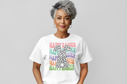 Happy Easter Leopard Bunny Regular & Plus Graphic Tee