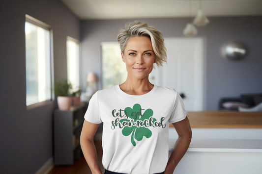 Let's Get Shamrocked Regular & Plus Long or Short Sleeve Tee Shirt Dark Lettering