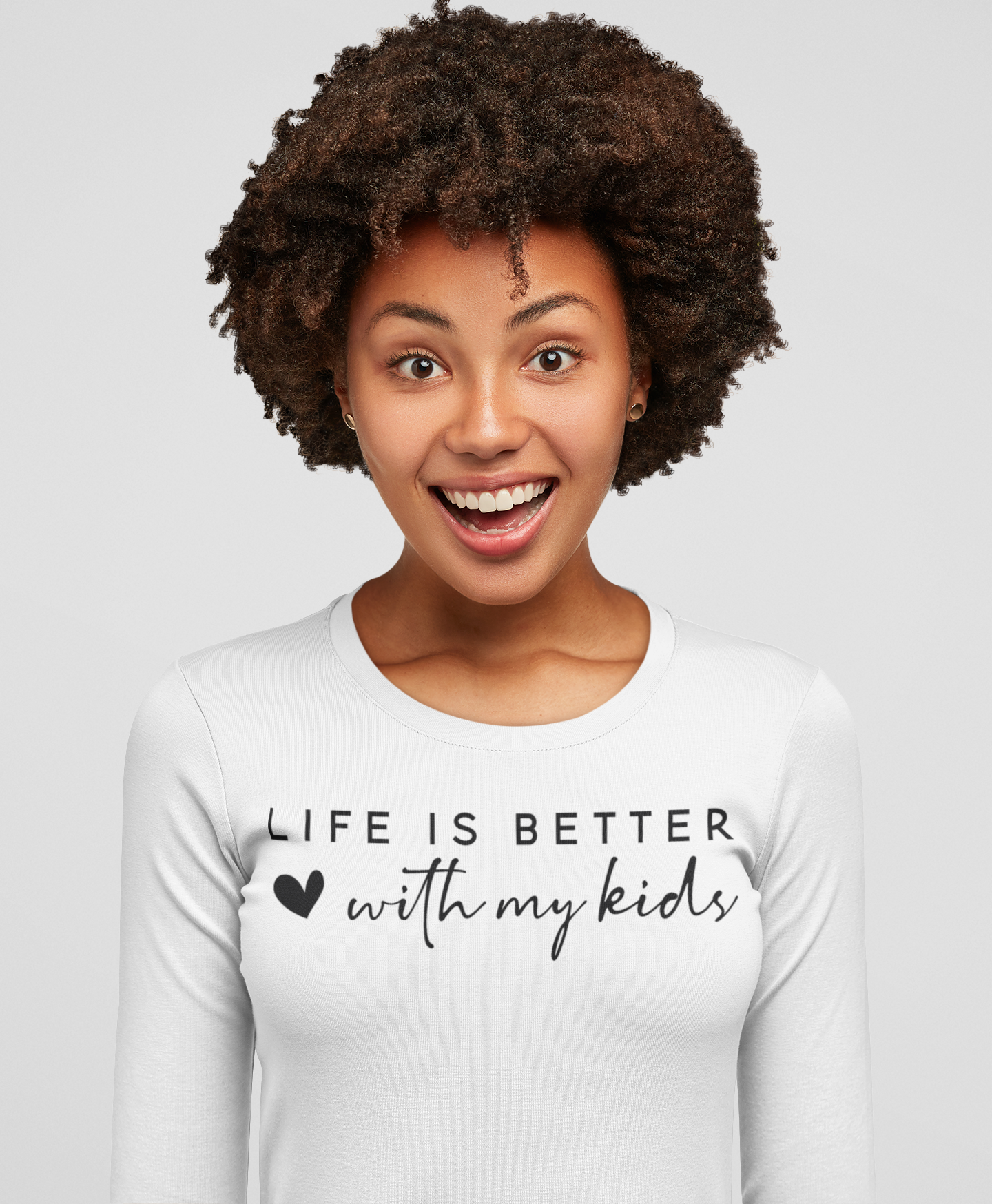 Life is Better With My Kids Regular & Plus Long or Short Sleeve Graphic Tee with White Lettering