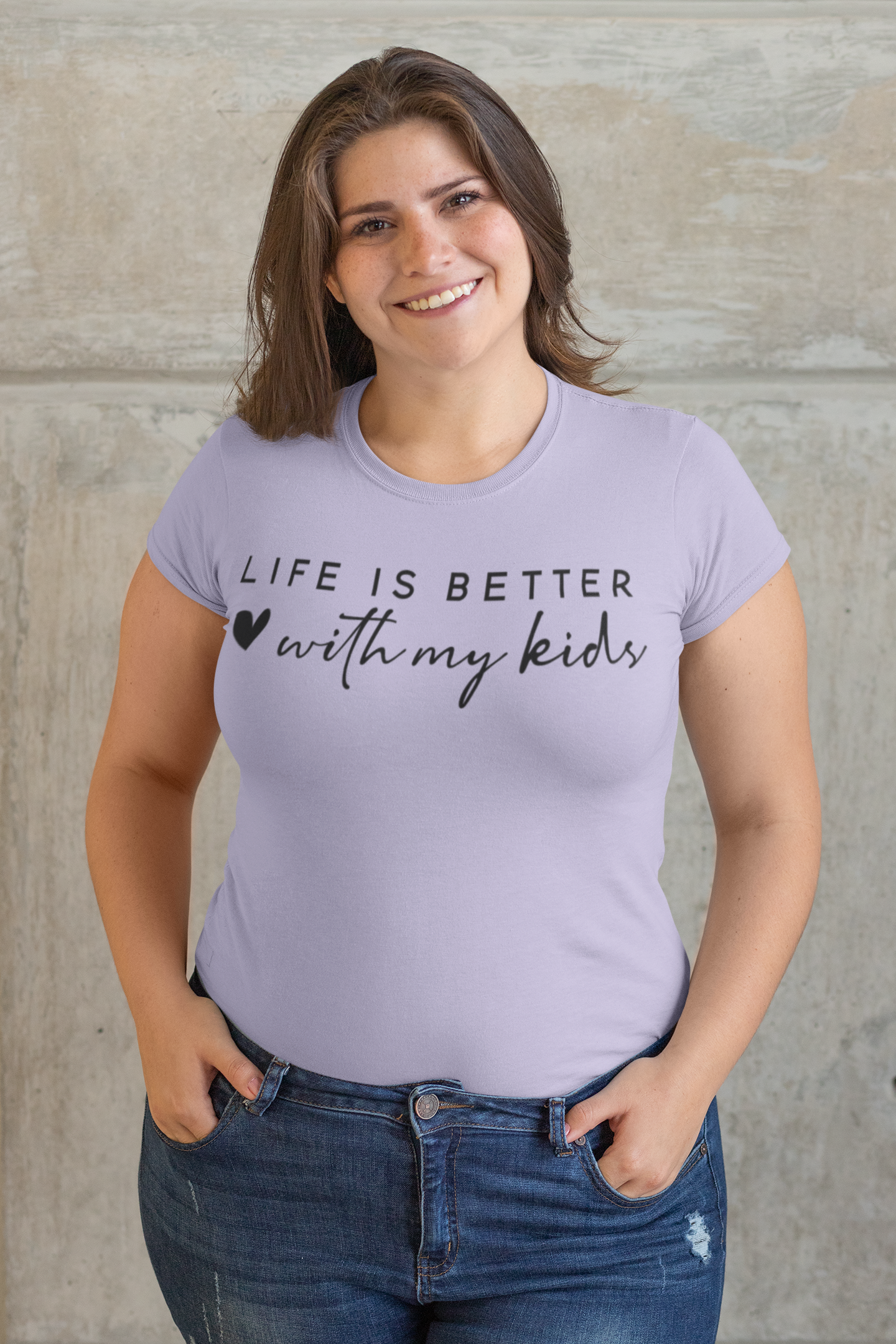 Life is Better With My Kids Regular & Plus Long or Short Sleeve Graphic Tee with White Lettering