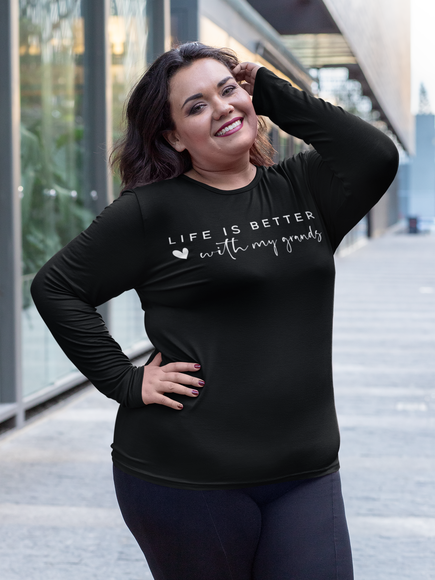 Life is Better With My Grands Regular & Plus Long or Short Sleeve Graphic Tee with White Lettering