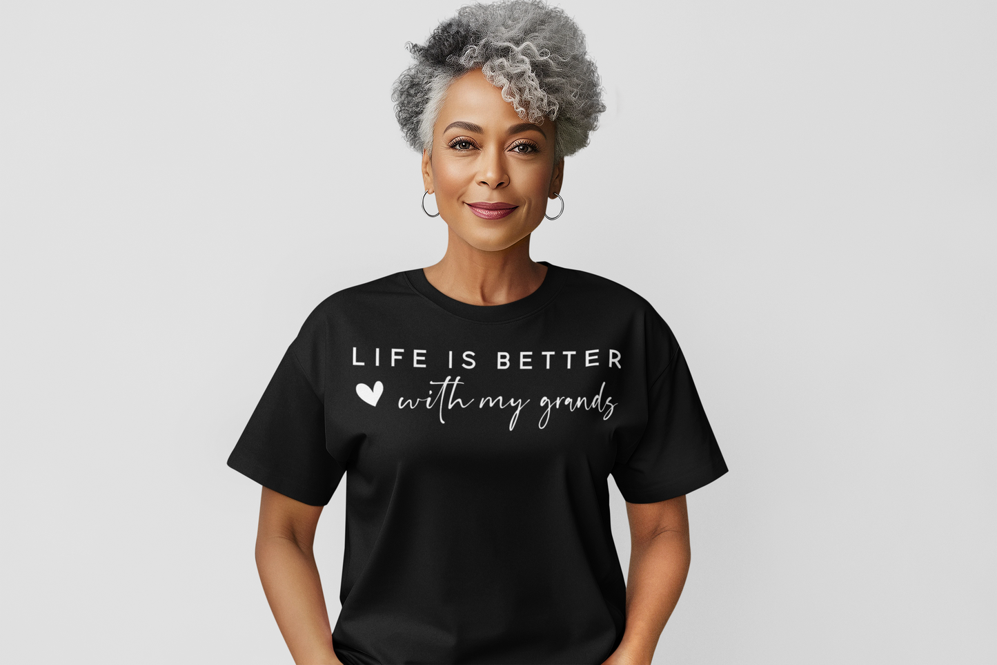 Life is Better With My Grands Regular & Plus Long or Short Sleeve Graphic Tee with White Lettering