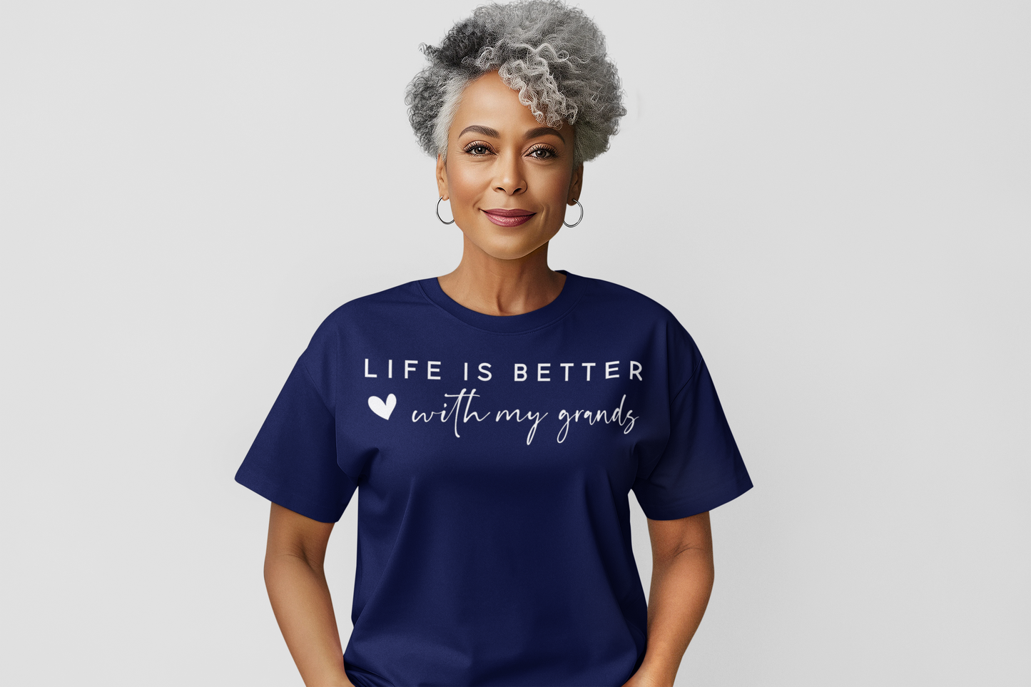 Life is Better With My Grands Regular & Plus Long or Short Sleeve Graphic Tee with White Lettering