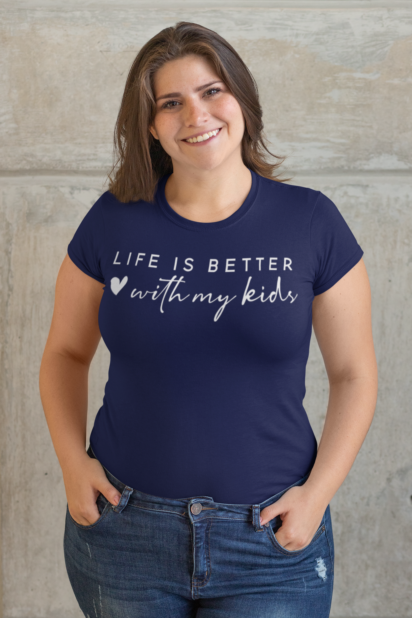 Life is Better With My Kids Regular & Plus Long or Short Sleeve Graphic Tee with Black Lettering