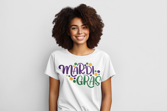 Mardi Gras Regular & Plus Long or Short Sleeve Tee Design 2