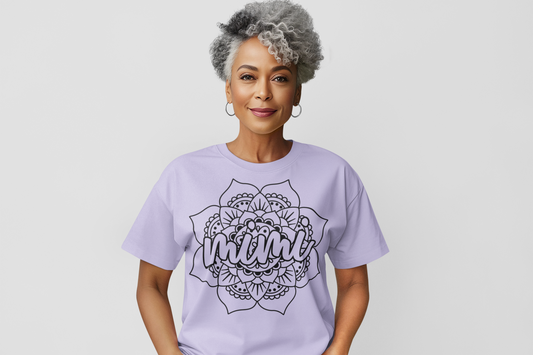 Mimi Mandala Floral Graphic Tee White Lettering