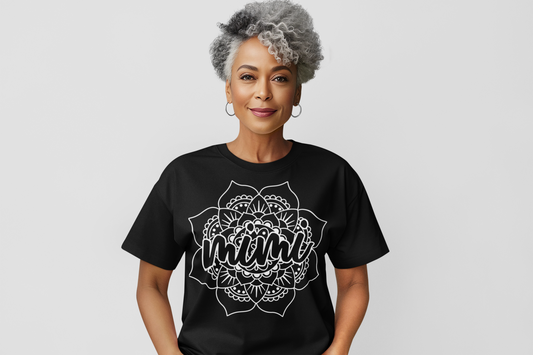 Mimi Mandala Floral Graphic Tee White Lettering