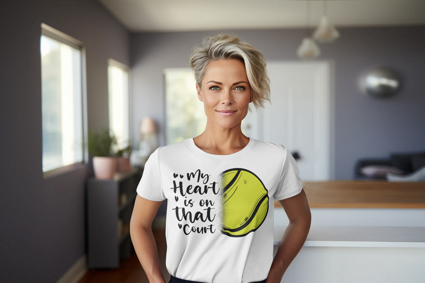 My Heart is on that Court - Tennis Mom Graphic Tee