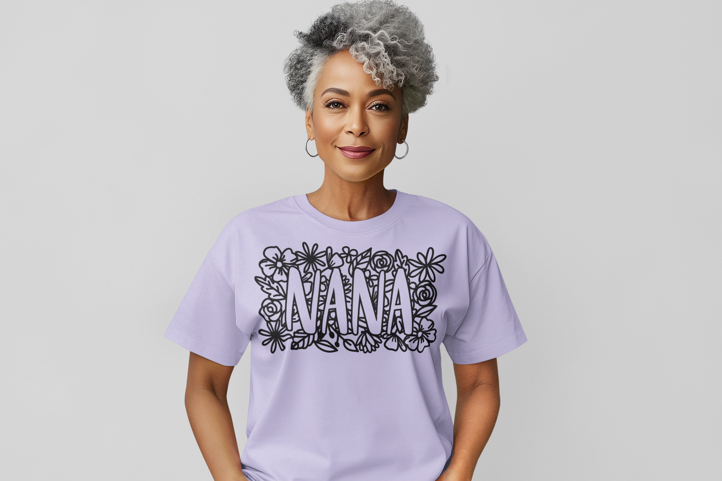 Nana Floral Black Lettering Graphic Tee