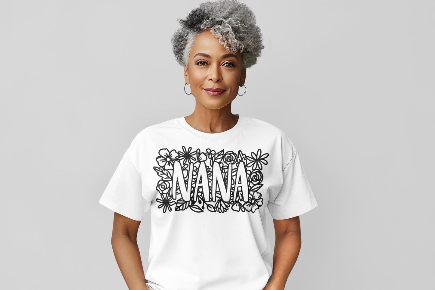 Nana Floral Black Lettering Graphic Tee