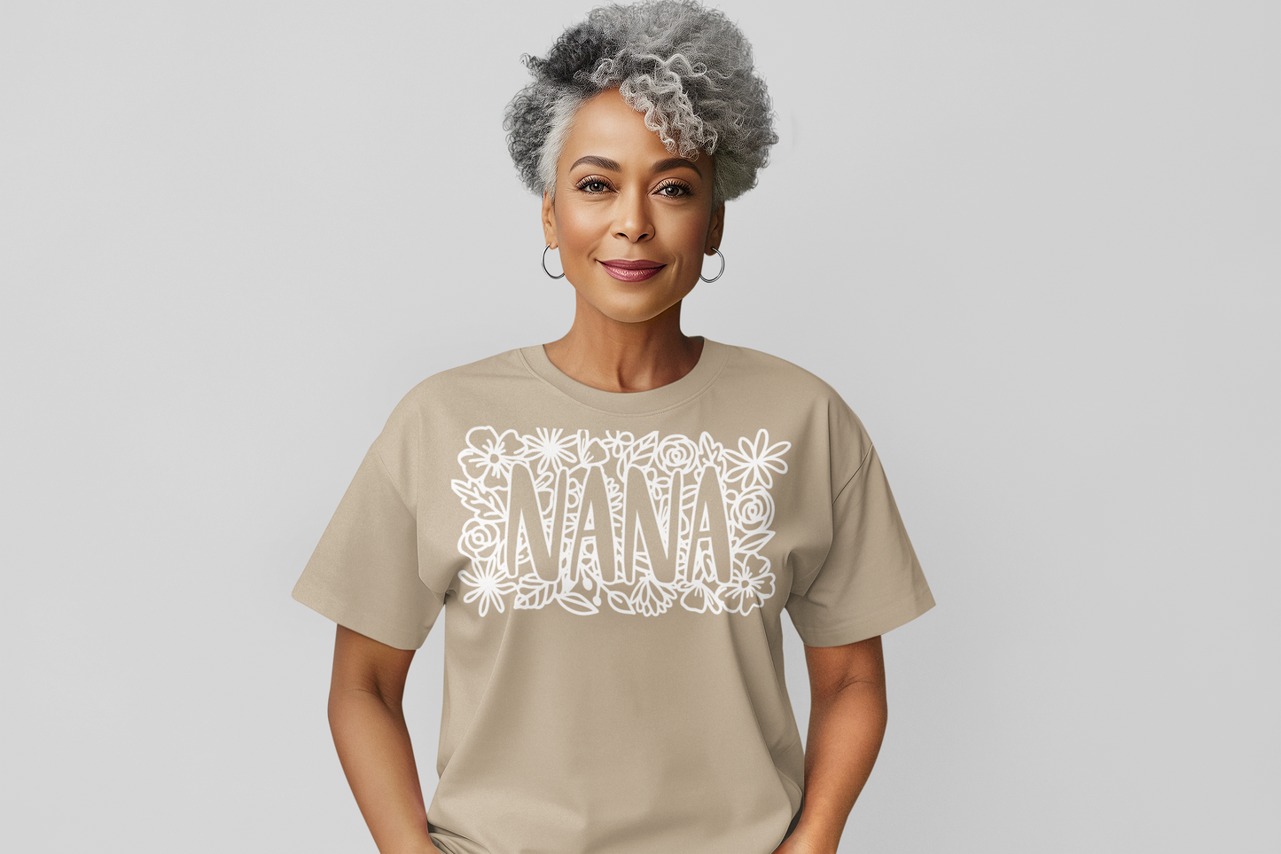 Nana Floral White Lettering Graphic Tee