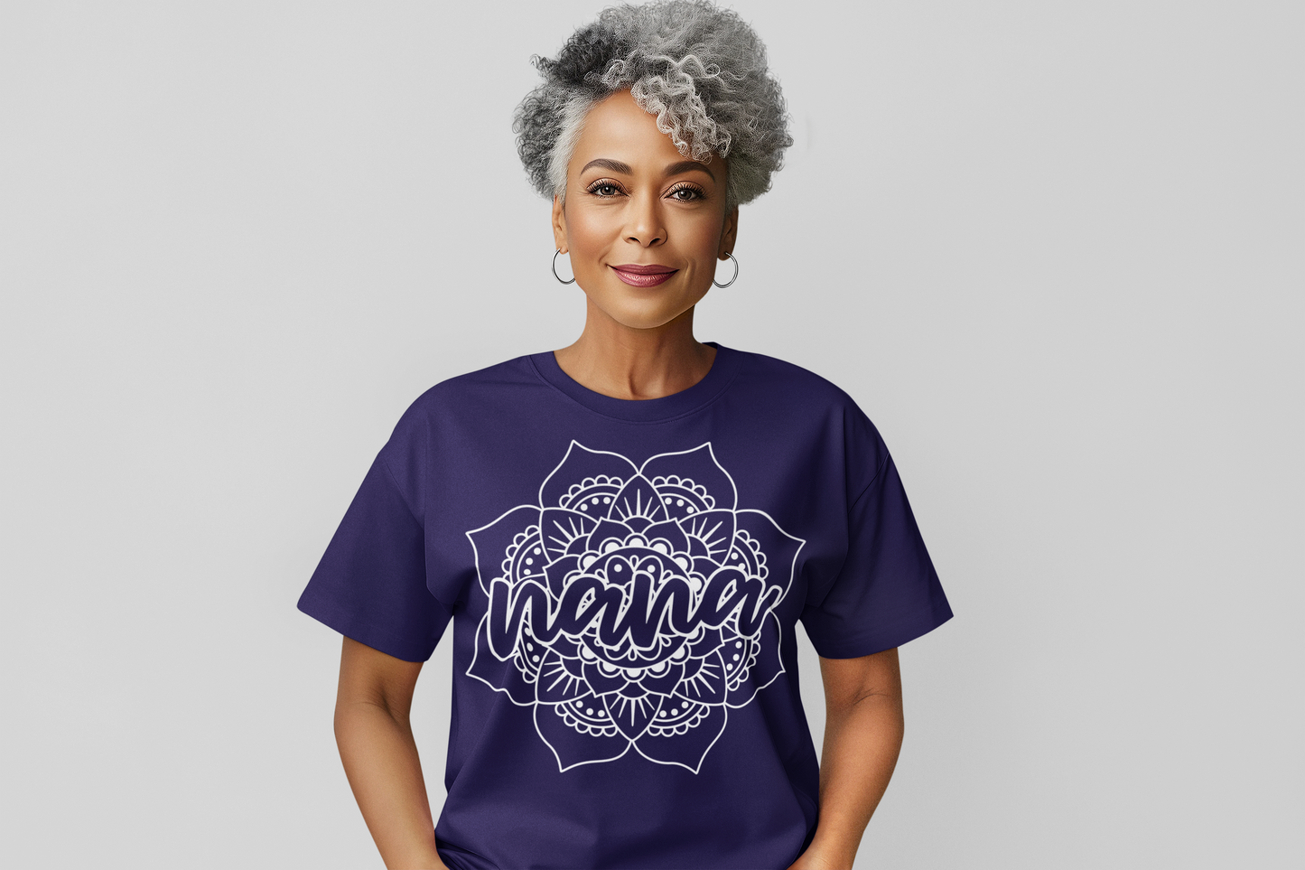 Nana Mandala Flower with Black Lettering Graphic Tee