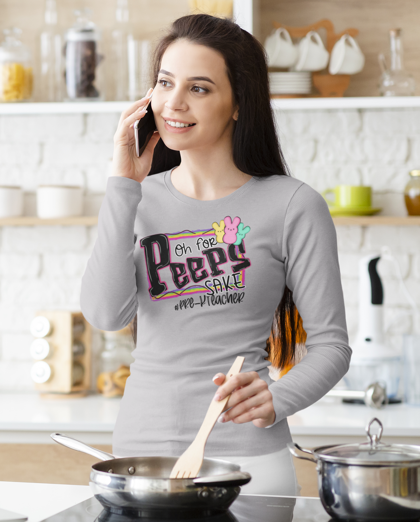 Oh For Peeps Sake #Pre-K Teacher Regular & Plus Long or Short Sleeve Graphic Tee