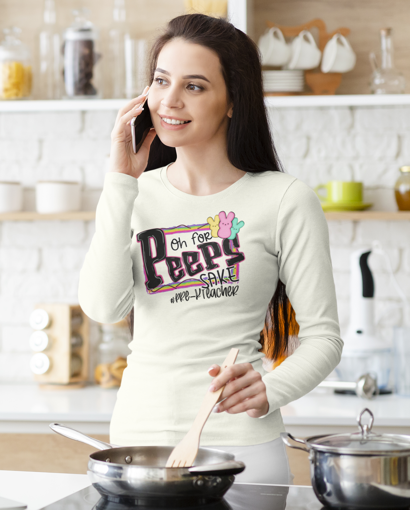 Oh For Peeps Sake #Pre-K Teacher Regular & Plus Long or Short Sleeve Graphic Tee