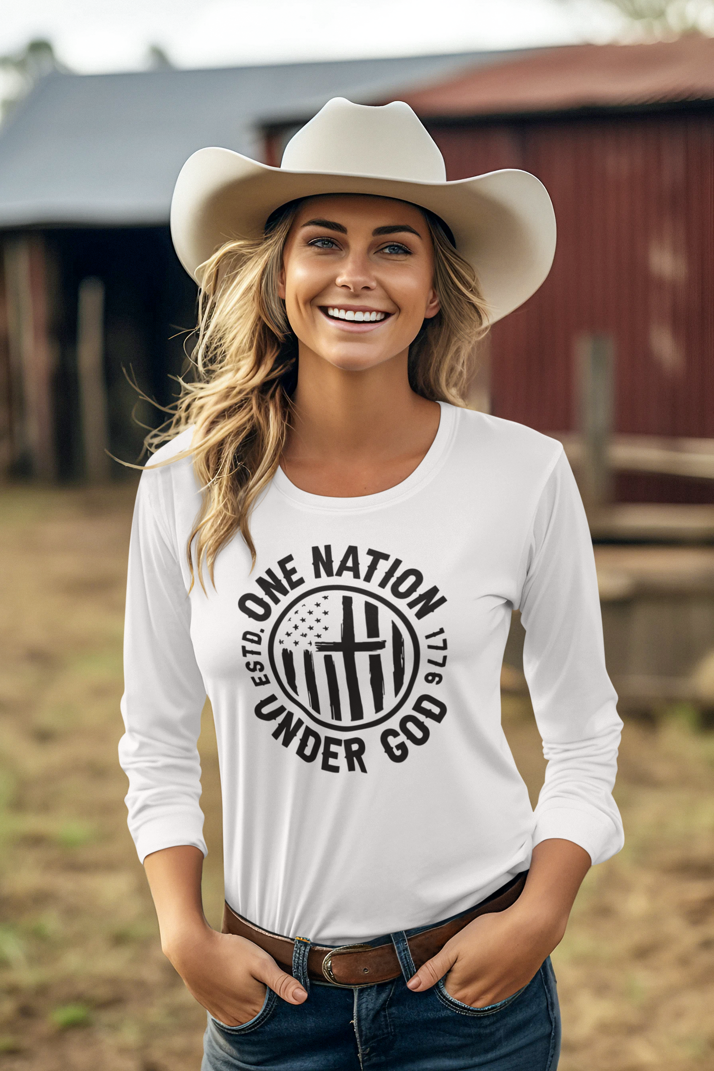 One Nation Under God Regular & Plus Long or Short Sleeve Graphic Tee