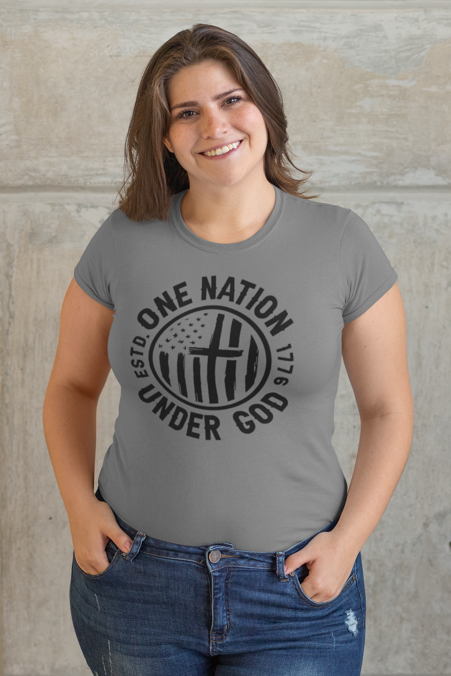 One Nation Under God Regular & Plus Long or Short Sleeve Graphic Tee