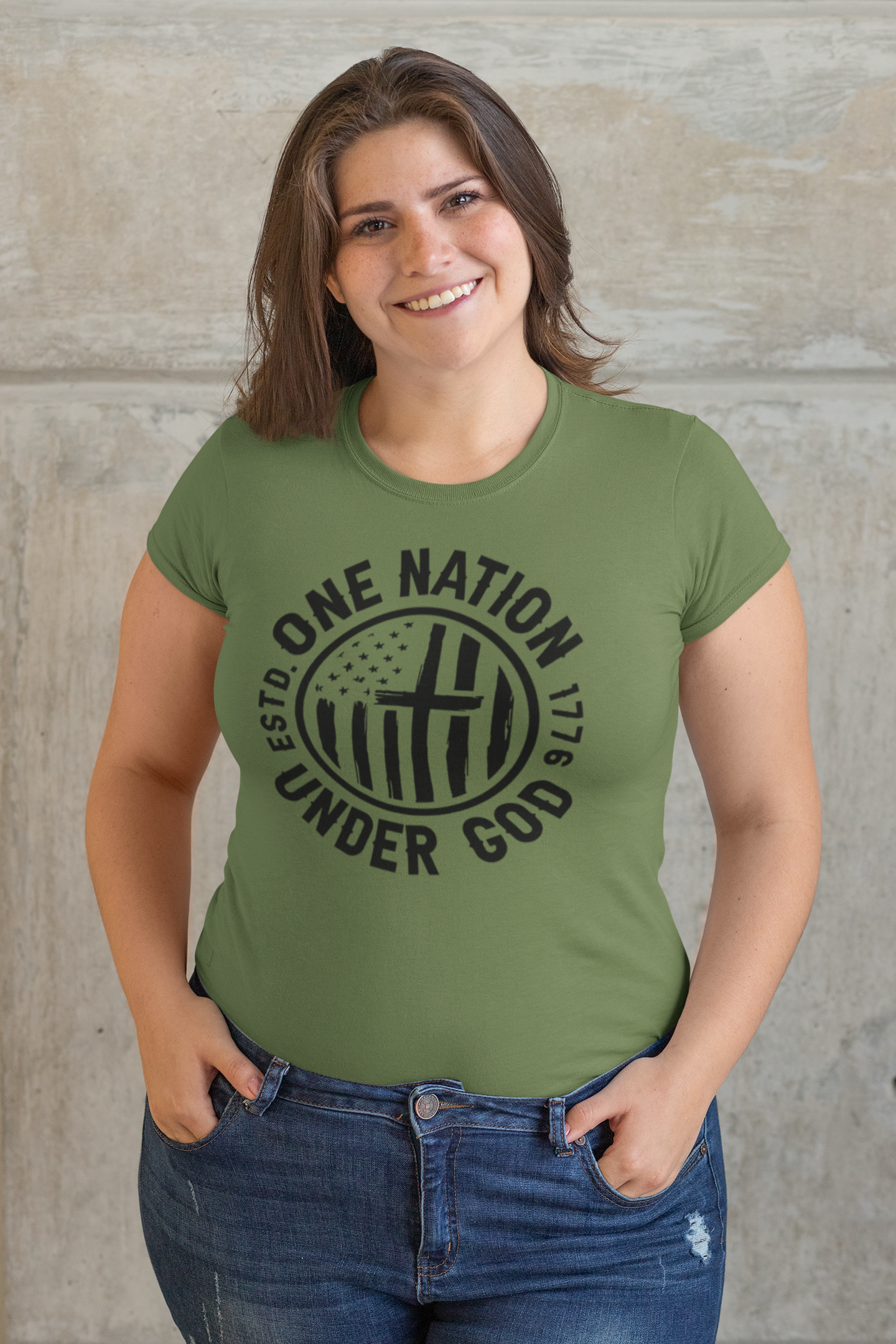 One Nation Under God Regular & Plus Long or Short Sleeve Graphic Tee