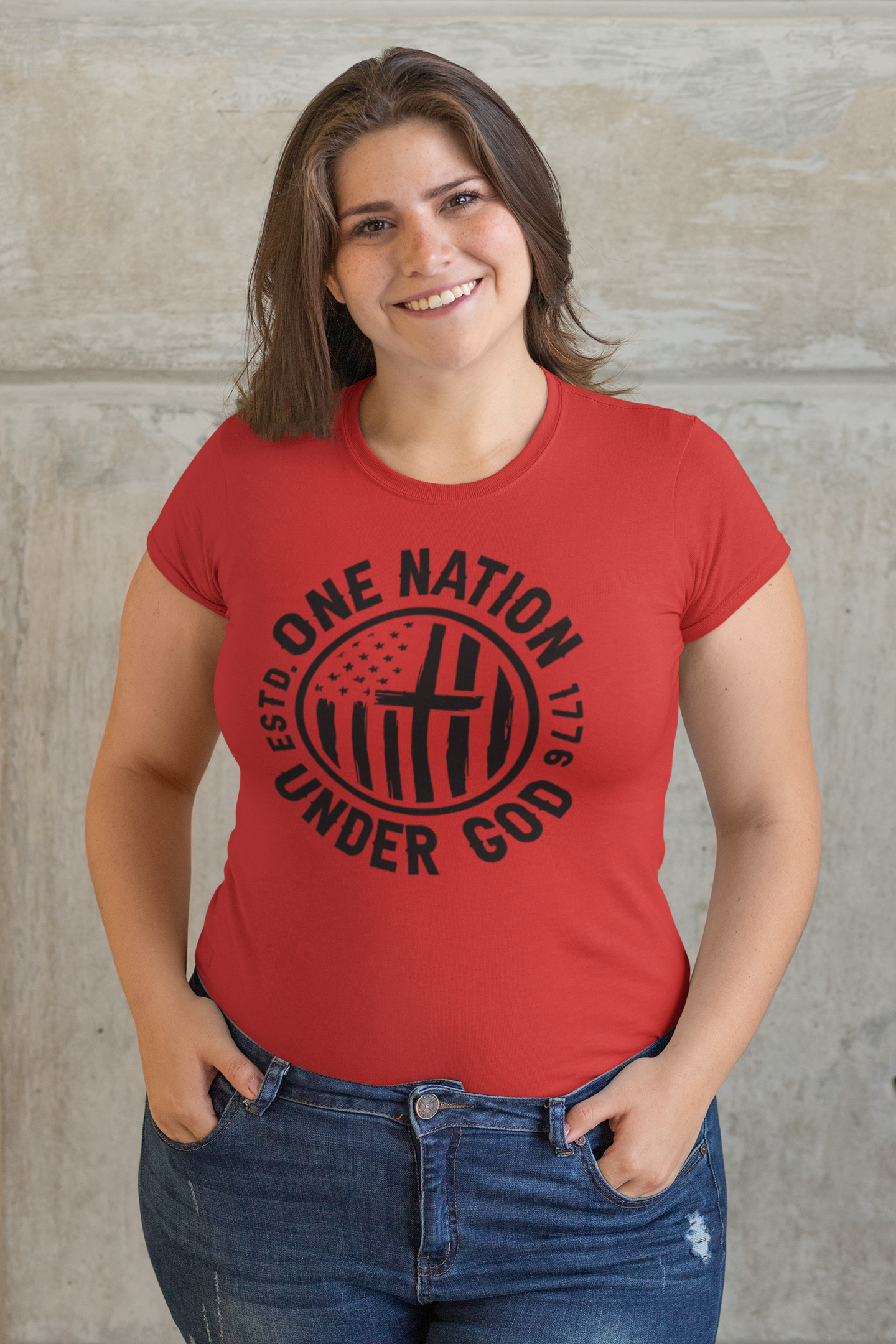 One Nation Under God Regular & Plus Long or Short Sleeve Graphic Tee