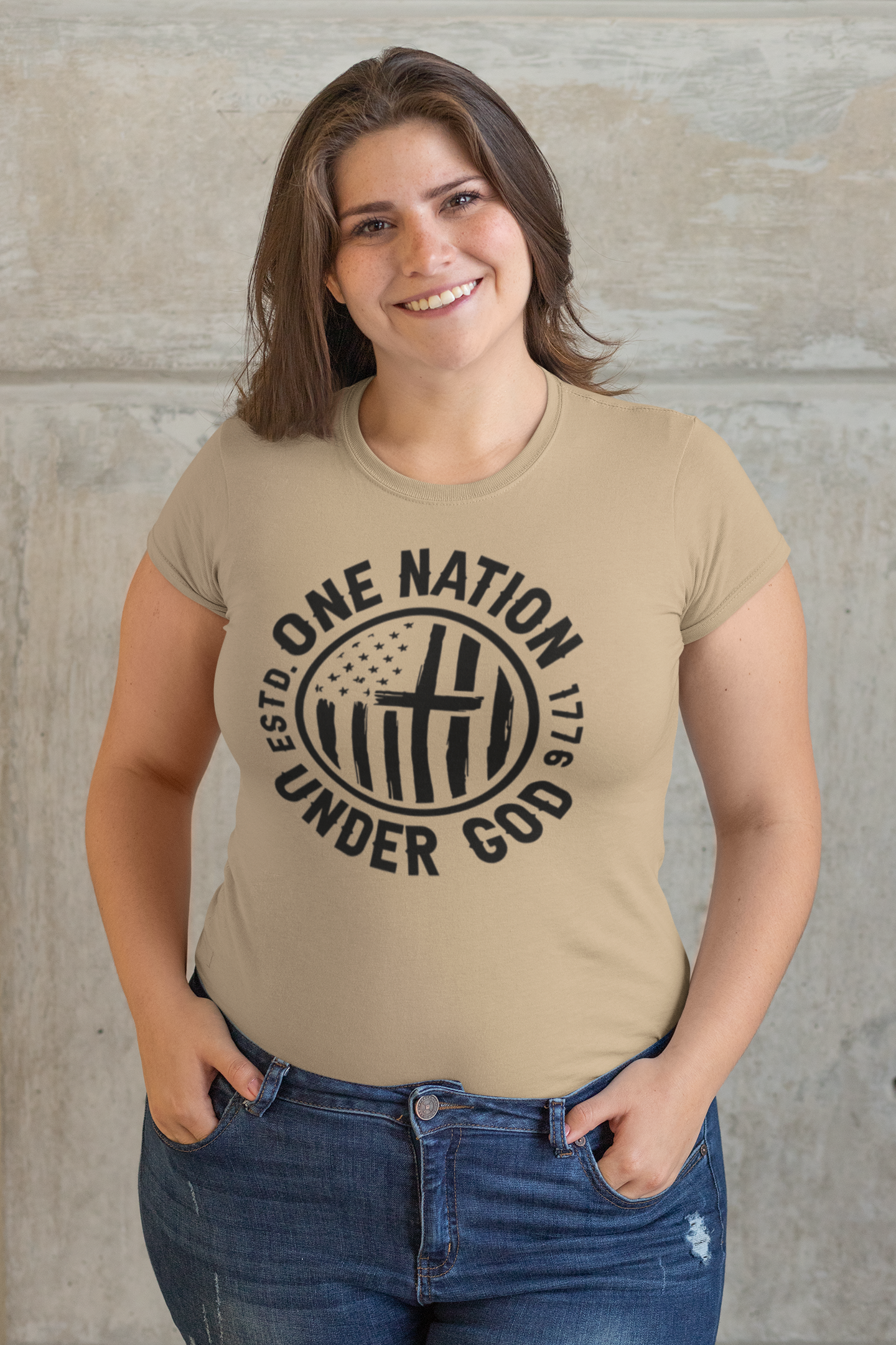 One Nation Under God Regular & Plus Long or Short Sleeve Graphic Tee