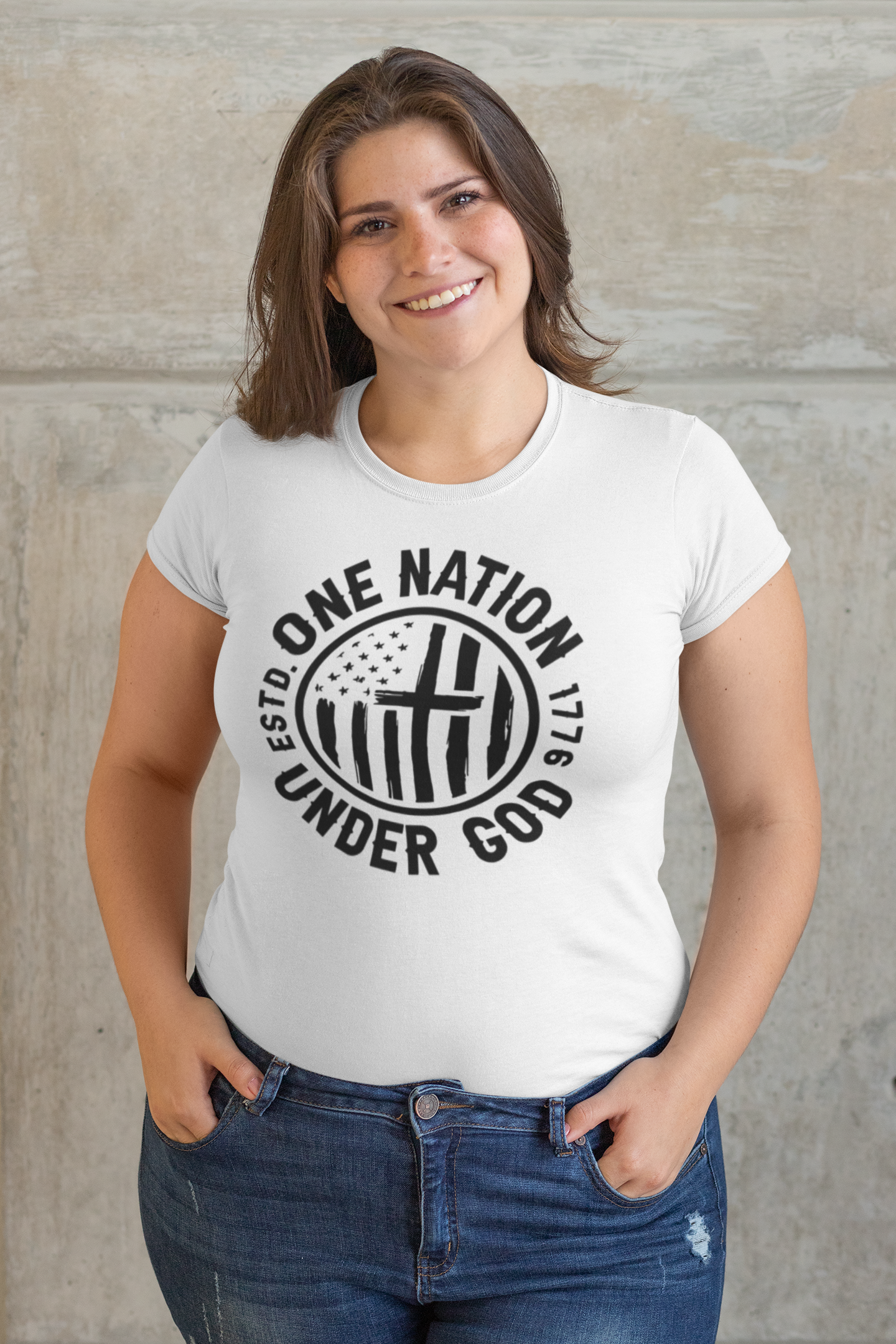 One Nation Under God Regular & Plus Long or Short Sleeve Graphic Tee