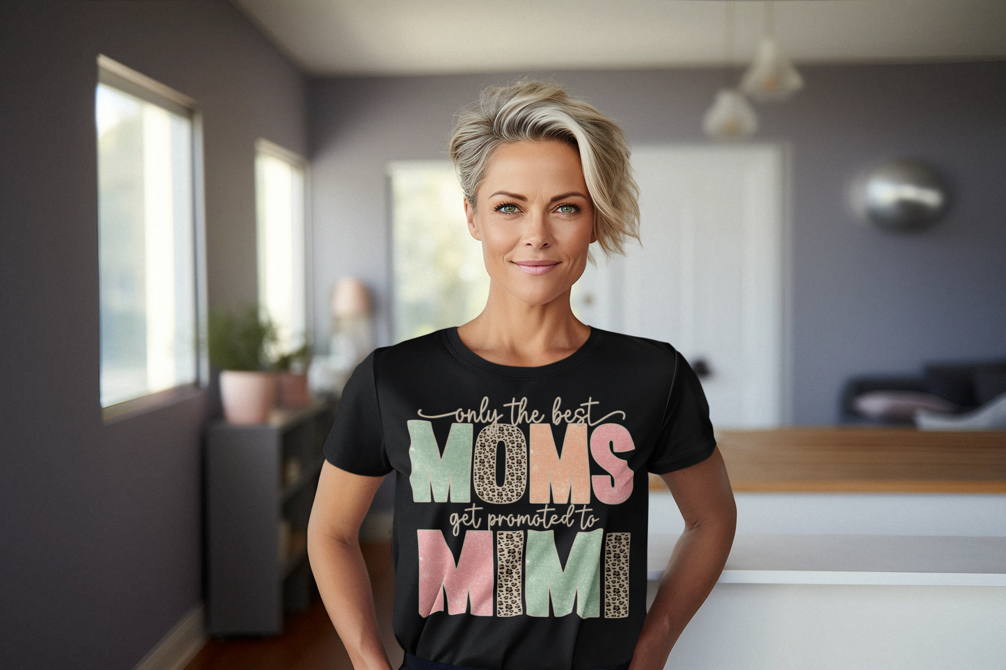 Only The Best Moms Get Promoted To Mimi - Light Design Graphic Tee