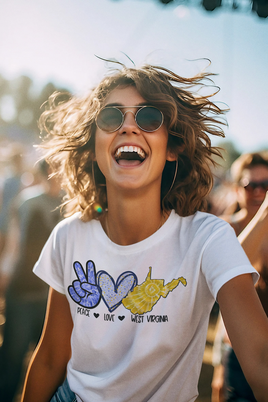 Peace Love West Virginia Regular & Plus Long & Short Sleeve Graphic Tee