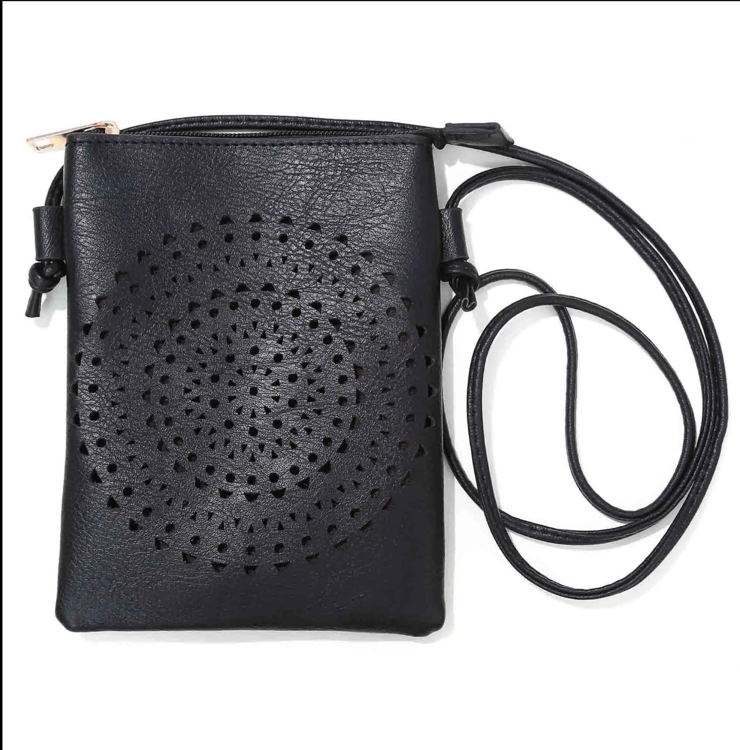 Black Circle Cut Cross Body Bag with Flip Cover