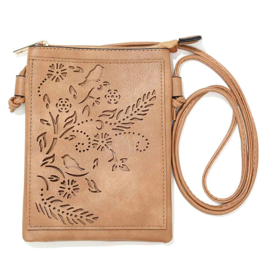 Birds & Flower Laser Cut Cross Body Bag with Flip Cover